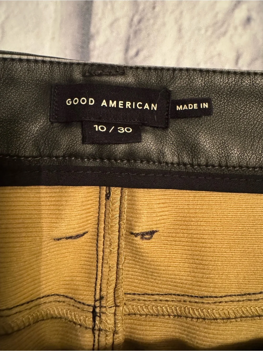 Good American Charcoal Black Coated Faux Leather Mini Skirt